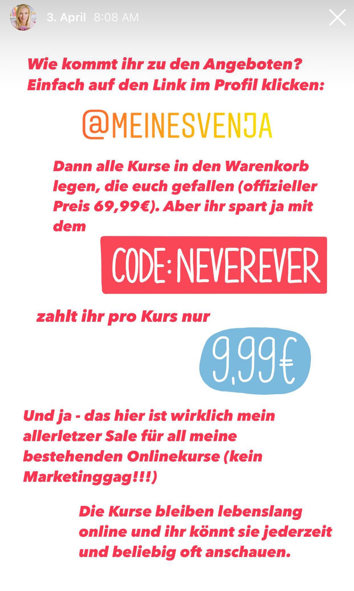 Instagram Sale Aktion