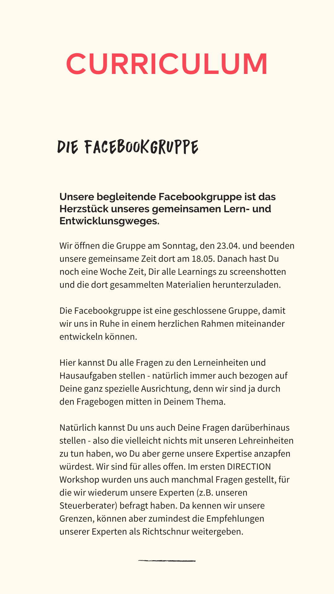 Facebookgruppe DIRECTION Workshop
